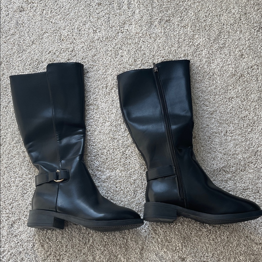 SHEIN Black Leather Knee-High Boots new in bag size 40